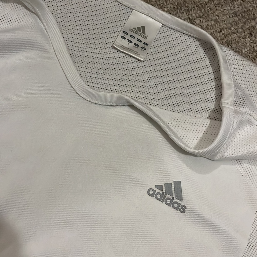 Adidas Women's L White Long-Sleeve Performance Top Dry-Fit Shirt - Picture 3 of 14